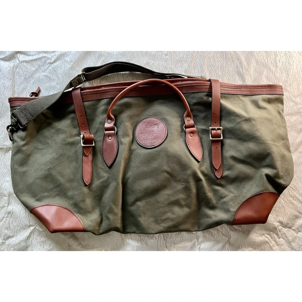 Safari Club International LIFE MEMBER SCI Large Canvas Duffle Bag Leather Trim